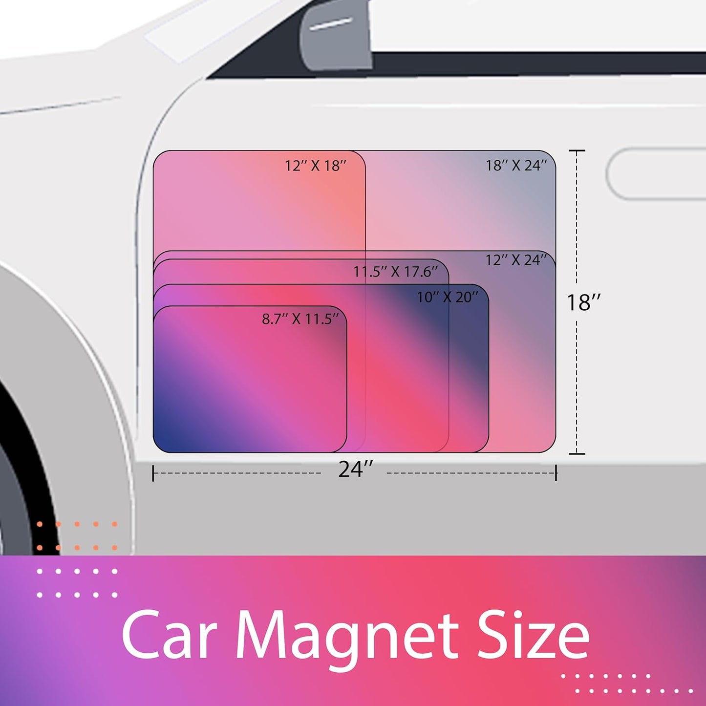 Custom Car Magnet for Business 2 Pack | Personalized Logo, Text, and Image Reflective Magnetic Signs for Vehicles | Effective Advertising Signs | Various Size | Weather-Resistant - 24x24in