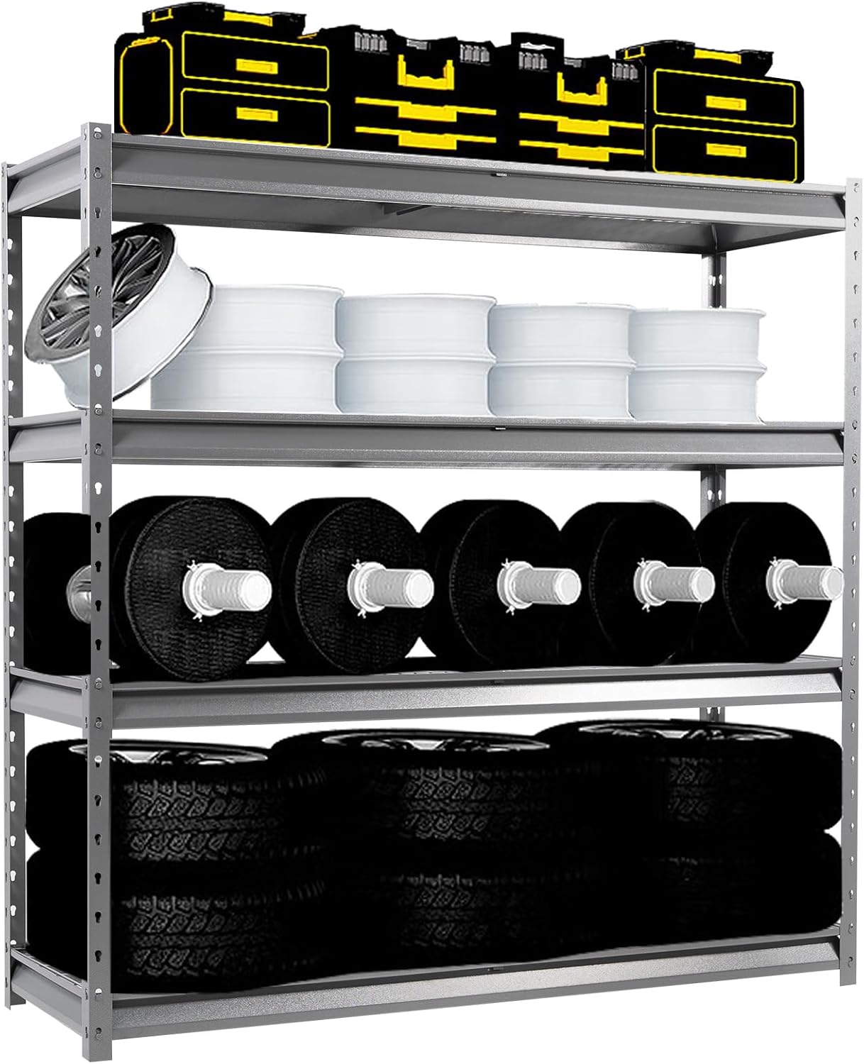 The Atlas 72" W Metal Garage Shelving Unit Load 12000 Lbs, Heavy Duty Storage Rack, Adjustable Industrial Shelves for Warehouse Shop Basement, 72" W x 24" D x 72" H, Grey