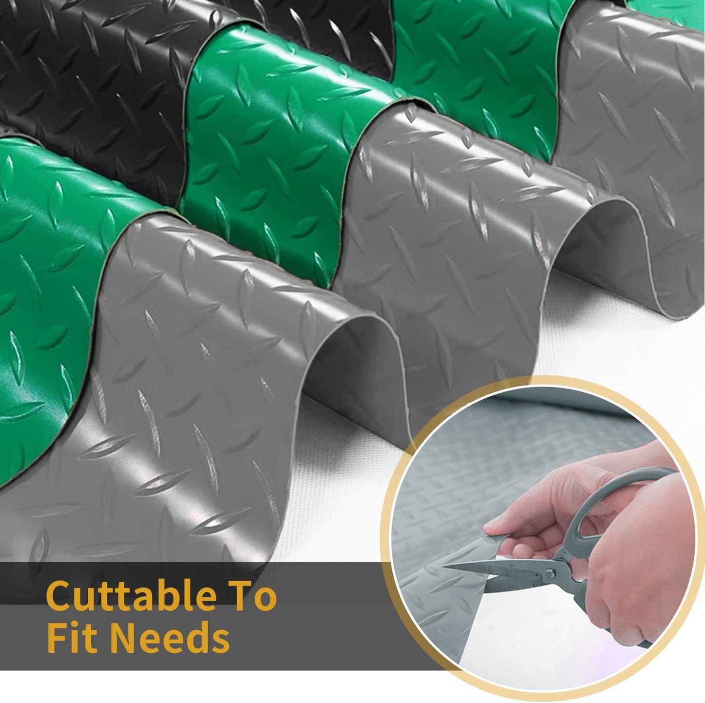 Premium Garage Floor Mat, Commercial Grade Heavy Duty Parking Mat for Garage Floor, Golf Cart Parking, Water/Stain Resistant Floor Runner (Grey Diamond, 4 x 13 Feet)