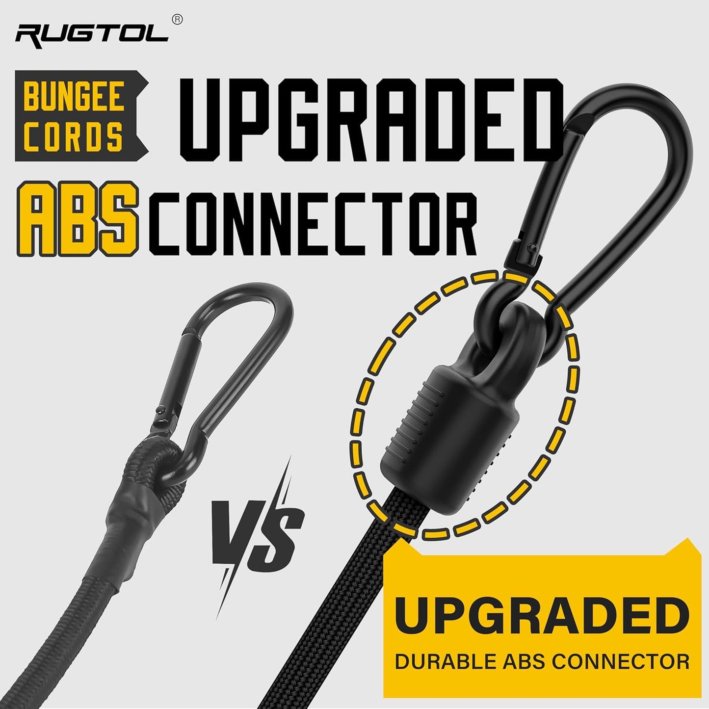 Upgraded Adjustable Bungee Cords with Hooks, 6 Pack Heavy Duty Outdoor Carabiner Bungee Cord, Black Super Elastic Bungee Straps Easily Adjust from 7" to 18", Great for Camping, Tarps, Bike Racks, Tent