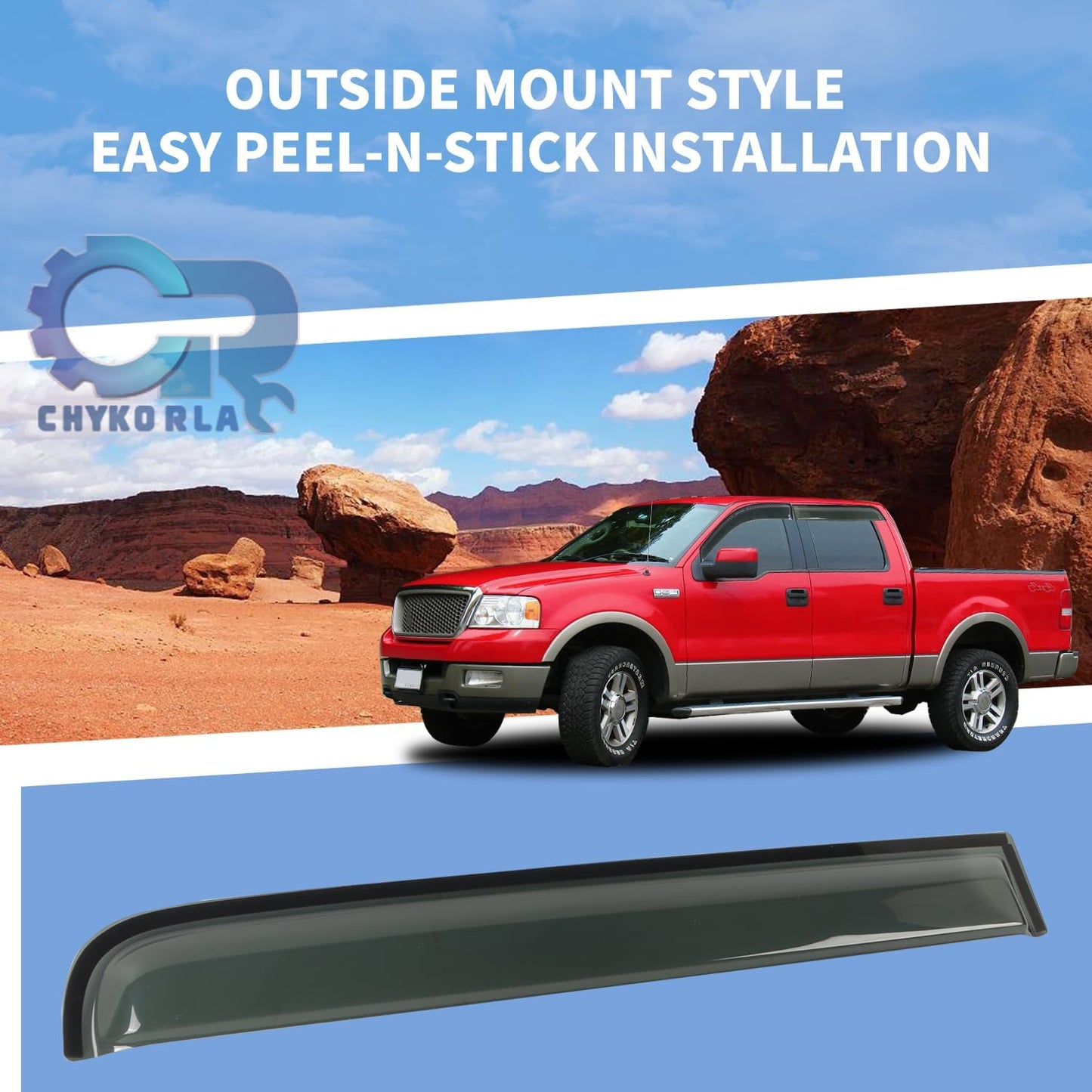 Window Visors Rain Guards Shield Fit for 2004 2005 2006 2007 2008 F150 SuperCrew, Outside Mount Vent Visors Shades, Smoke Tinted Side Window Wind Deflectors Fit for 2006-2008 Lincoln Mark LT