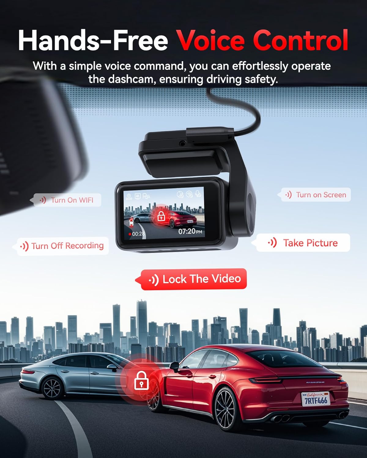 REDTIGER F4 Pro 4K Dash Cam Front and Rear, STARVIS 2 Sensor, 128GB Card Included, Built-in 5.8GHz WiFi6, 2.2inch Touch Screen Dash Camera for Cars, Voice Control, 24H Parking Mode