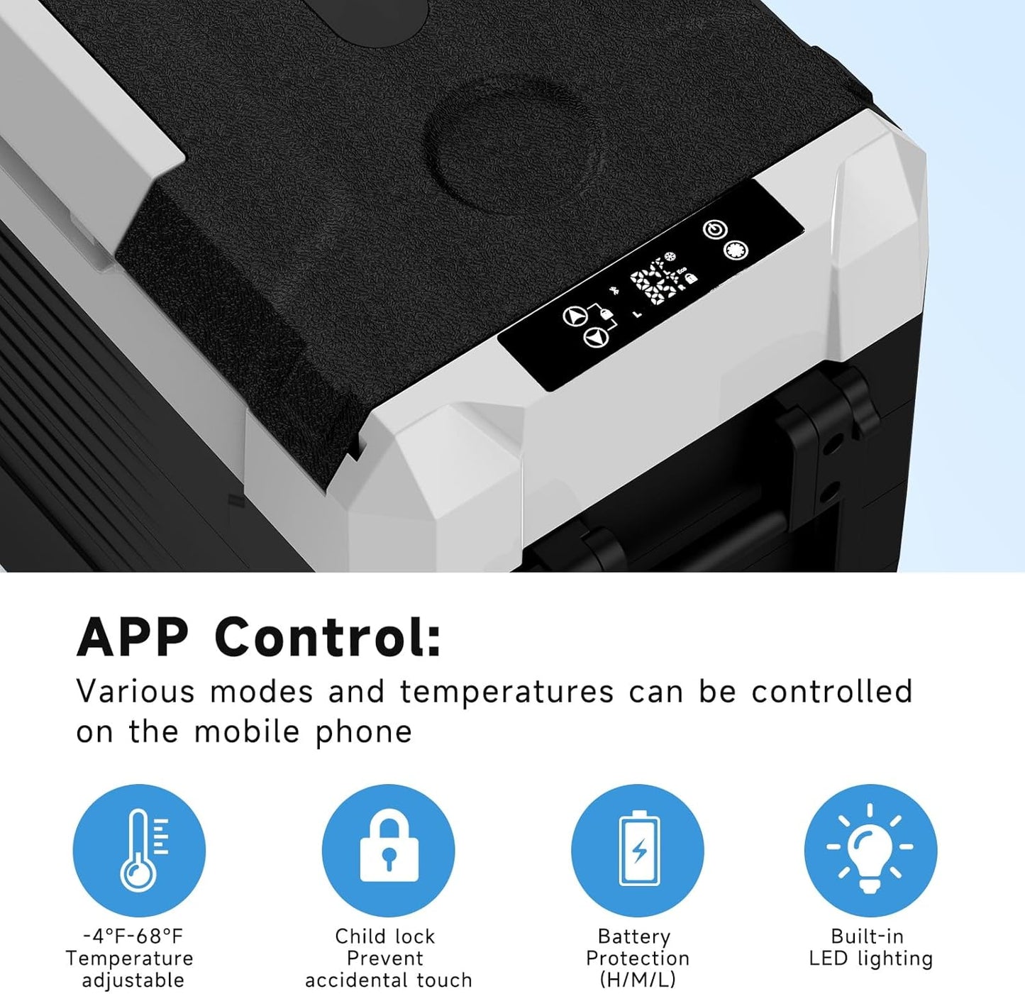 SubSun Electric Cooler, 58QT Car Refrigerator, Portable Freezer 12V/24V DC and 110-240V AC, Plug in Coolers for Vehicles with Wheels, 12 Volt Car Fridge -4℉~68℉