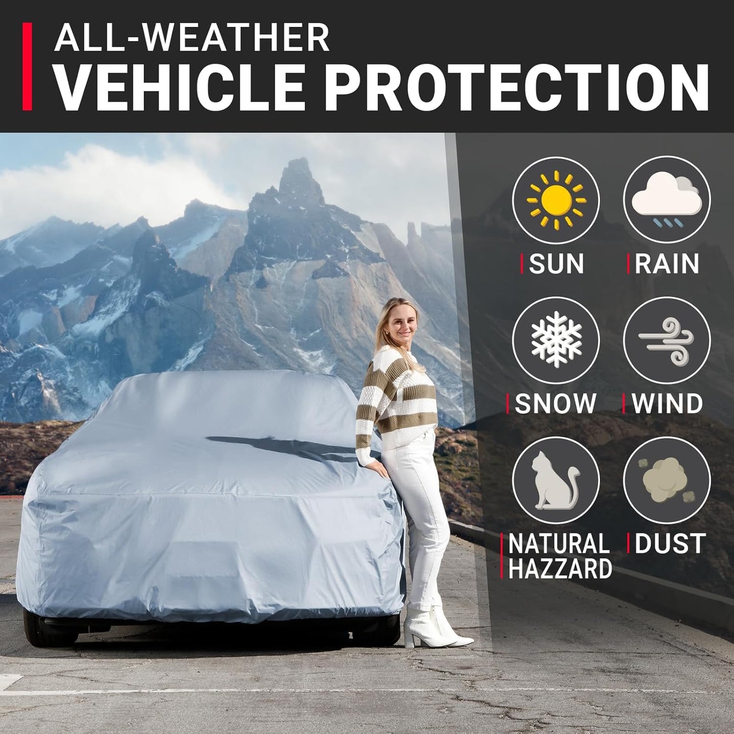 iCarCover Premium Car Cover for 1982-1986 Pontiac Bonneville Heavy Duty Waterproof All-Weather Automobiles Custom Fit Indoor Outdoor UV Snow Protection Covers with Straps and Bag