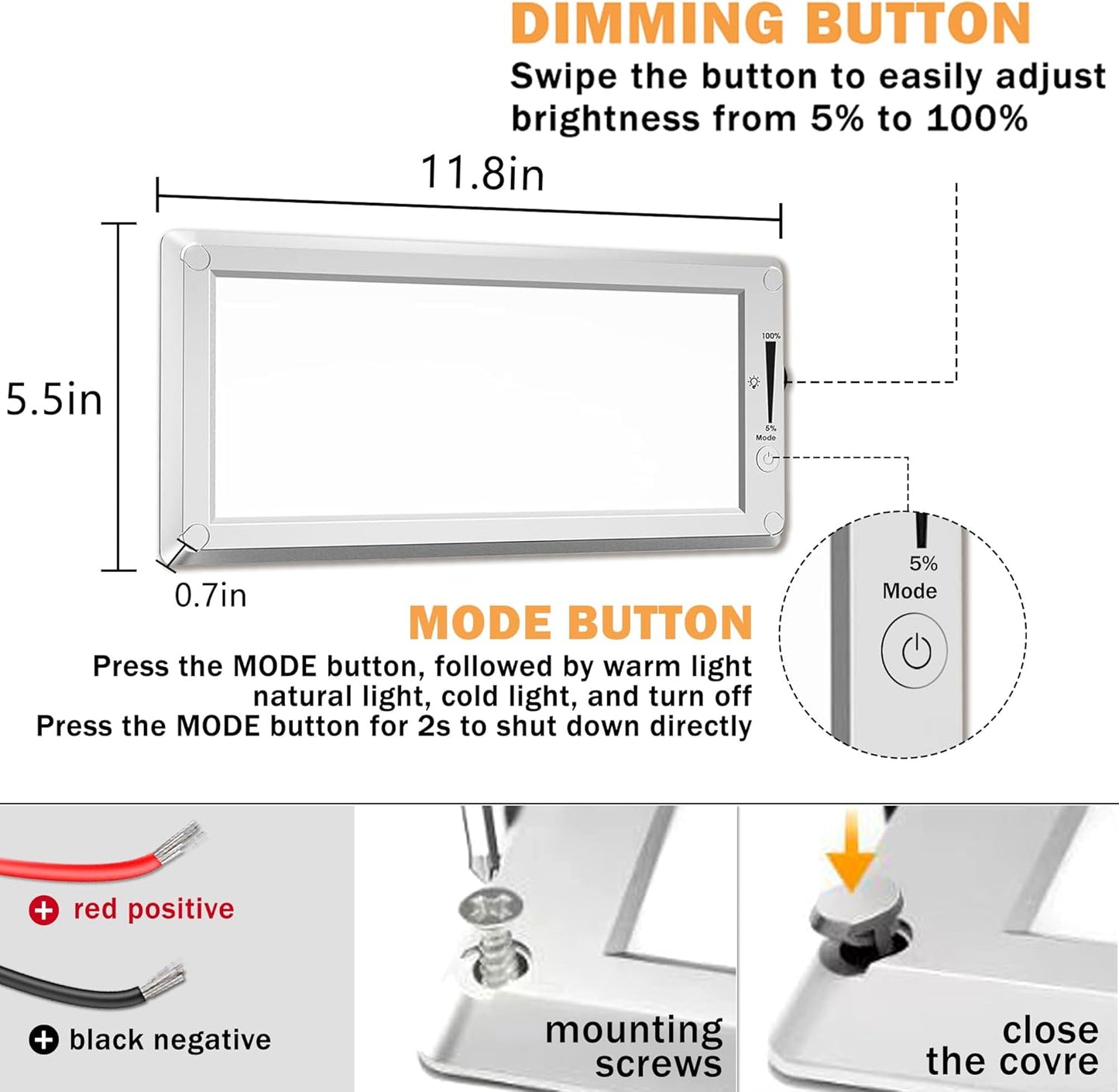 8 Pack RV Lights Interior,3 Color RV LED Super Bright Fixture,12V RV Ceiling Dome Light with ON/Off Dimmable Switch Energy Saving Gift Package for RV/Camper/Car/Trailer/Boat