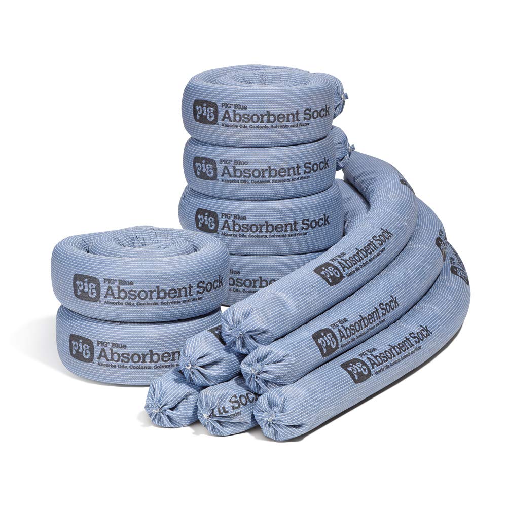 PIG Blue Oil Absorbent Sock - 12 per Package - 3" x 48" - Absorbs up to 95 oz per Sock - PIG238