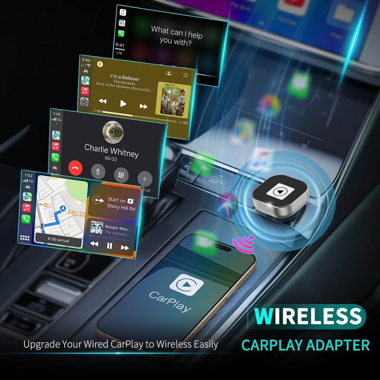 Wireless CarPlay Adapter for iPhone - Mini USB Design, Plug & Play, Auto Connect,Convert Wired to Wireless CarPlay in Seconds, iOS 10+ Compatible (2025 Upgrade) for Cars 2016+(Silver)
