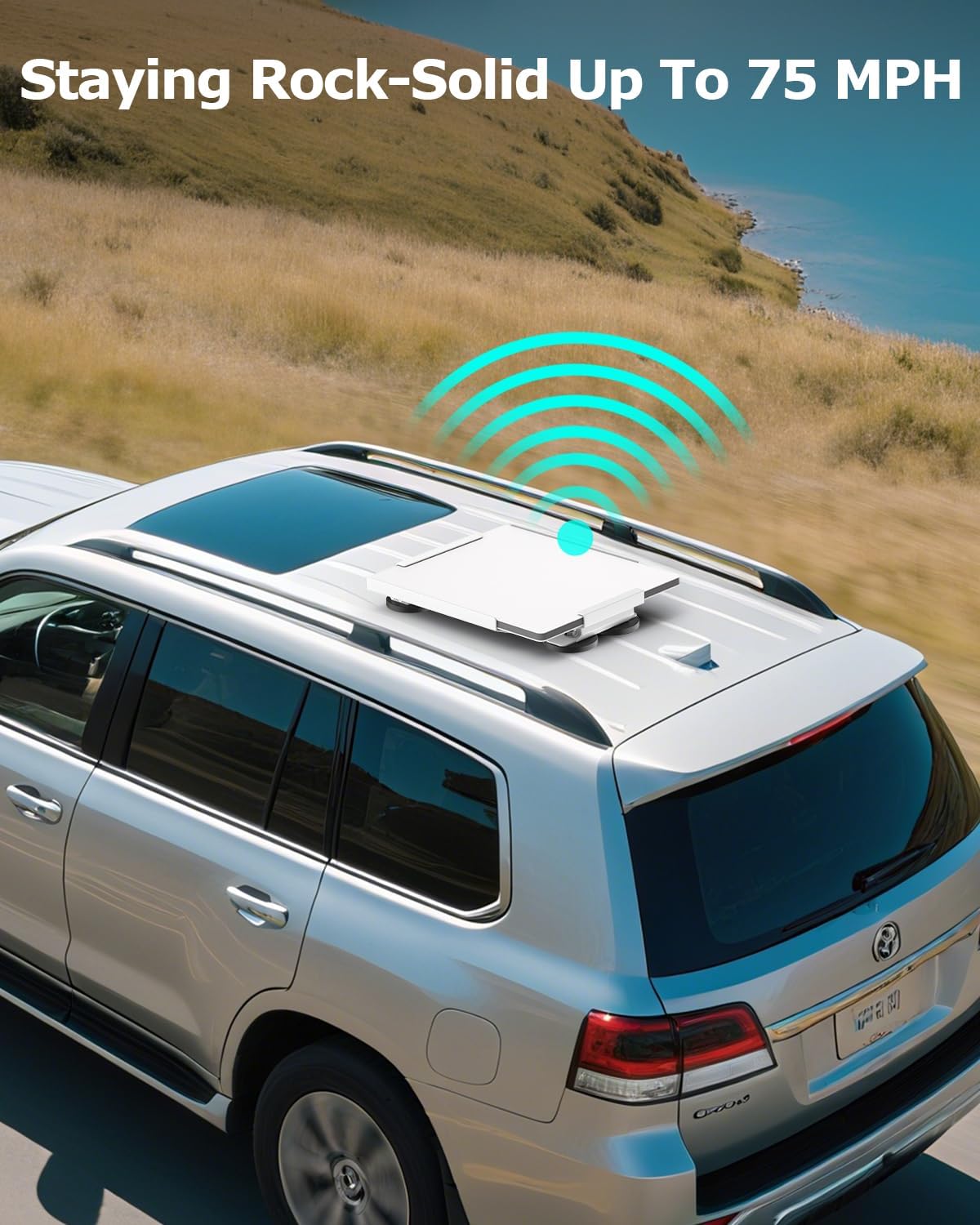 Starlink Mini Car Roof Mount, Starlink Mini Magnetic Mount for Car, 264lbs Heavy Duty Magnet, 4-Side Protection Magnetic Quick Release Sunroof Suction Cup Mounting Kit for Travel RV Accessories White