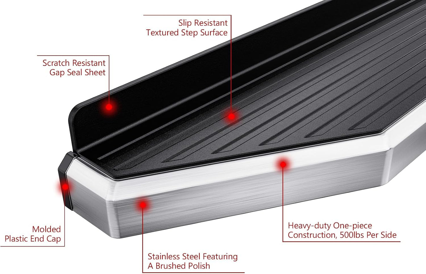 APS Polished Running Boards Style Compatible with Ford F250 F350 Super Duty 1999-2016 Regular Cab (Side Steps Side Bars) 6in Wide 304 Stainless Steel