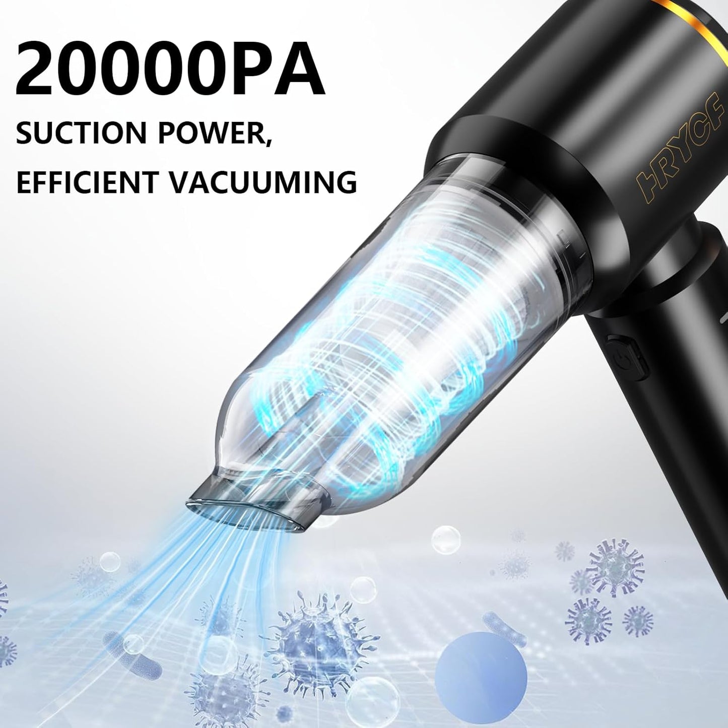 Handheld Vacuum,Car Vacuum Cleaner,4-in-1 20000PA High Power Portable Rechargeable Vacuum Cleaner with Brushless Motor, Small Handheld Vacuum & Air Blower & Pump-Black