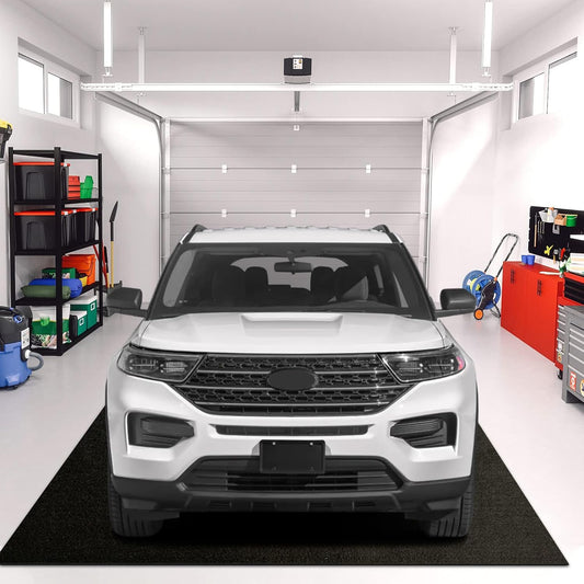 7.8x16 FT Garage Floor Mat for Golf Cart, Mid-Size SUV, Non-Slip Heavy Duty Oil Mat, Under Car Containment Garage Rugs, Felt and Rubber Material Mat