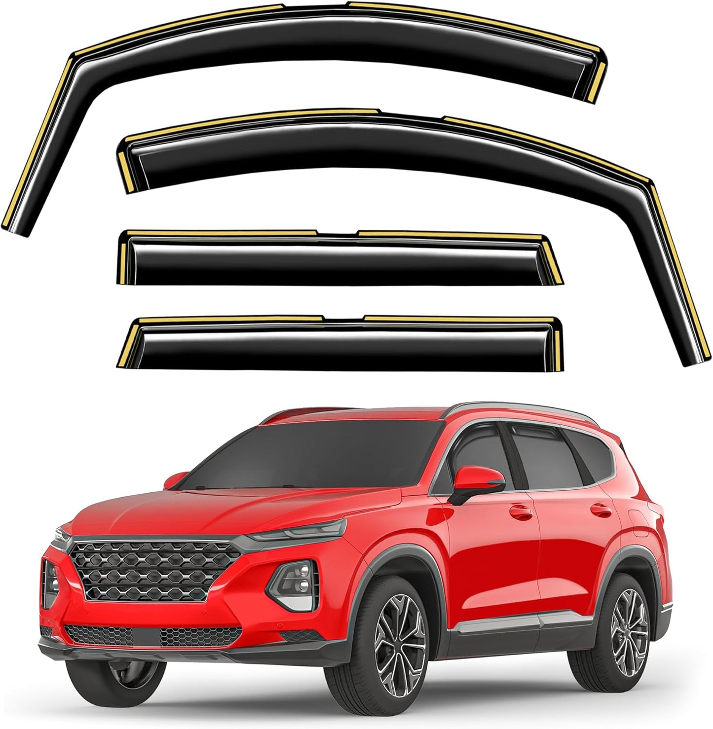 in-Channel Window Rain Guards Fit for Hyundai Santa Fe 5 Seats 2019-2023(Not for XL 7-Seats) Extra Durable Window Visors Window Deflectors Vent Visors Vent Shades Car Accessories-4 pcs 2-Q16