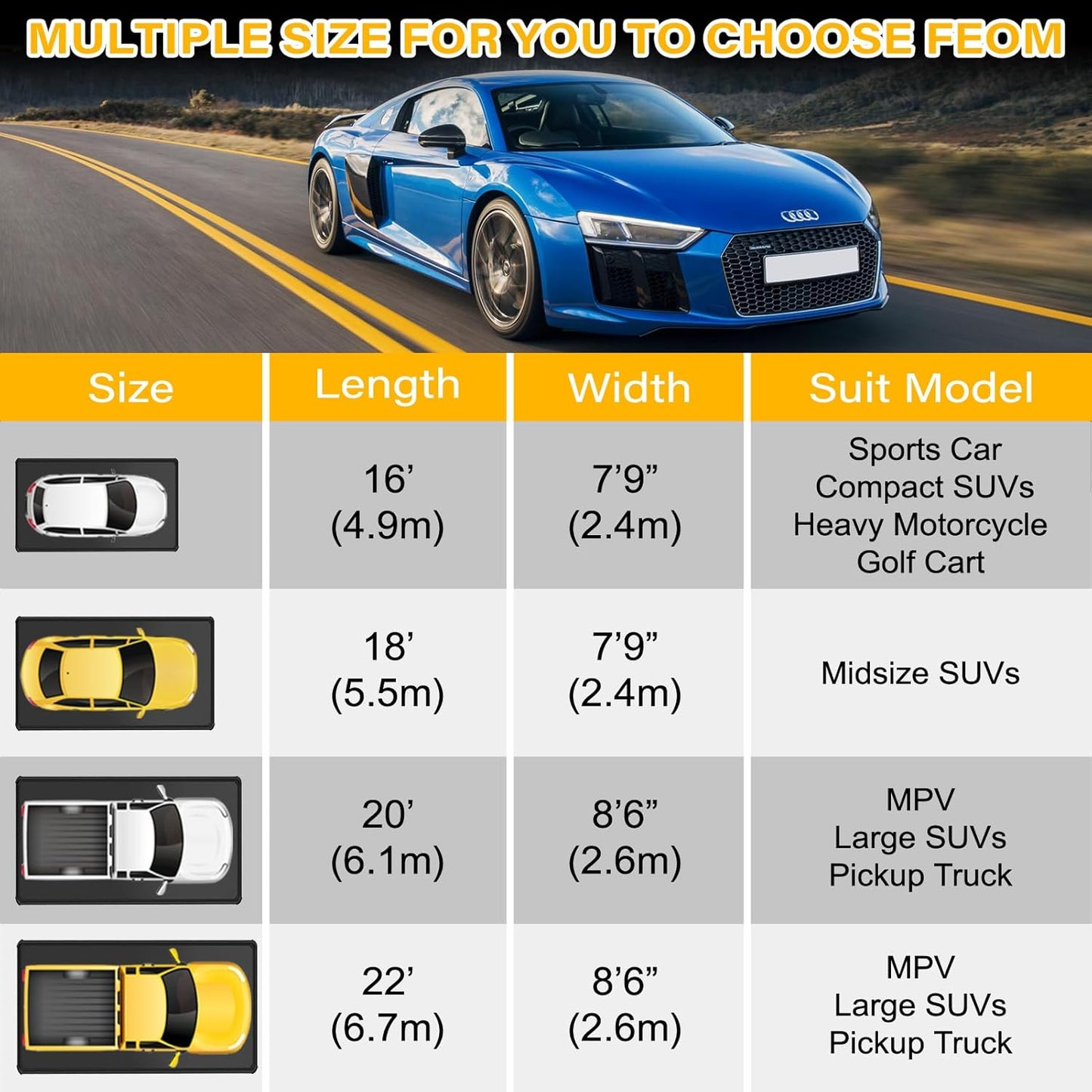 Garage Floor Mat 7'9" x 18' Upgraded Satin Finish Texture Non-Slip Containment Mat Waterproof Garage Floor Mat for Under Car Heavy Duty Protection Mat with Floor Squeegee for All Seasons