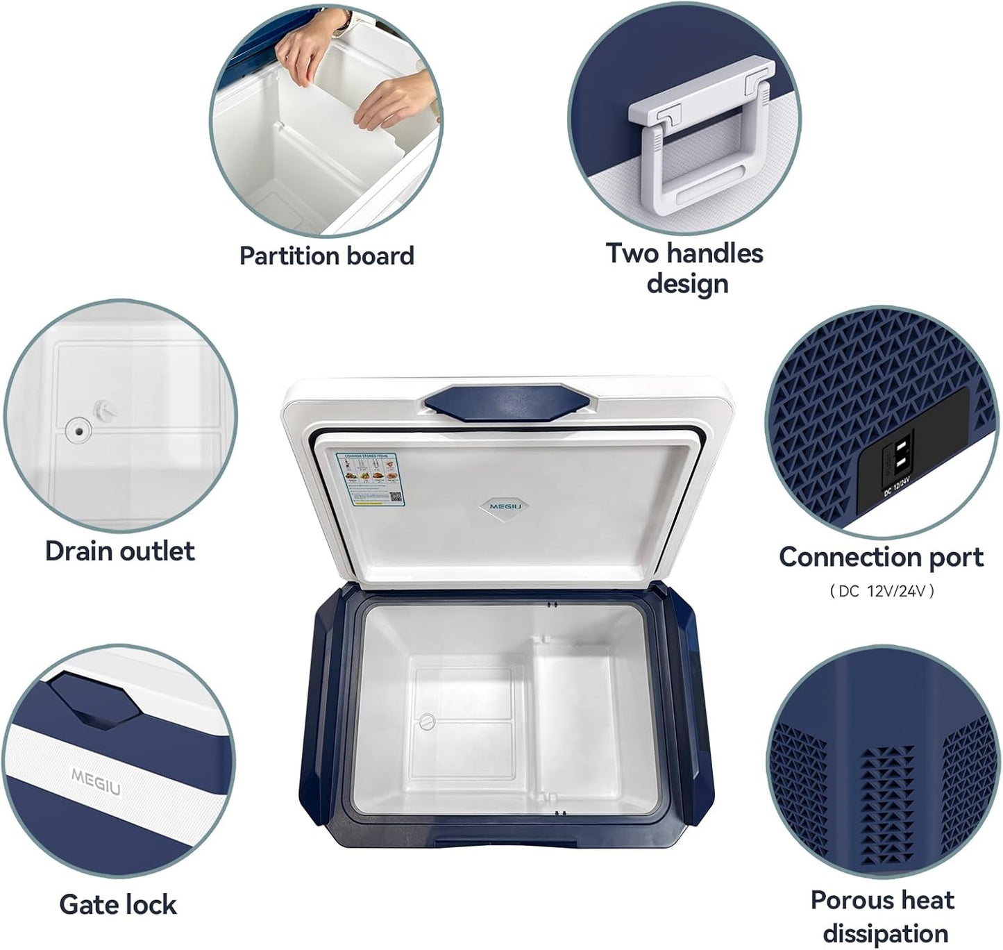 Car Fridge Portable 12V Refrigerator 40 Quart 12 Volt Freezer Compressor Cooler 12V/24V DC 110～240 V AC for Truck Van RV Camper SUV and Home Use (HC-38P5)