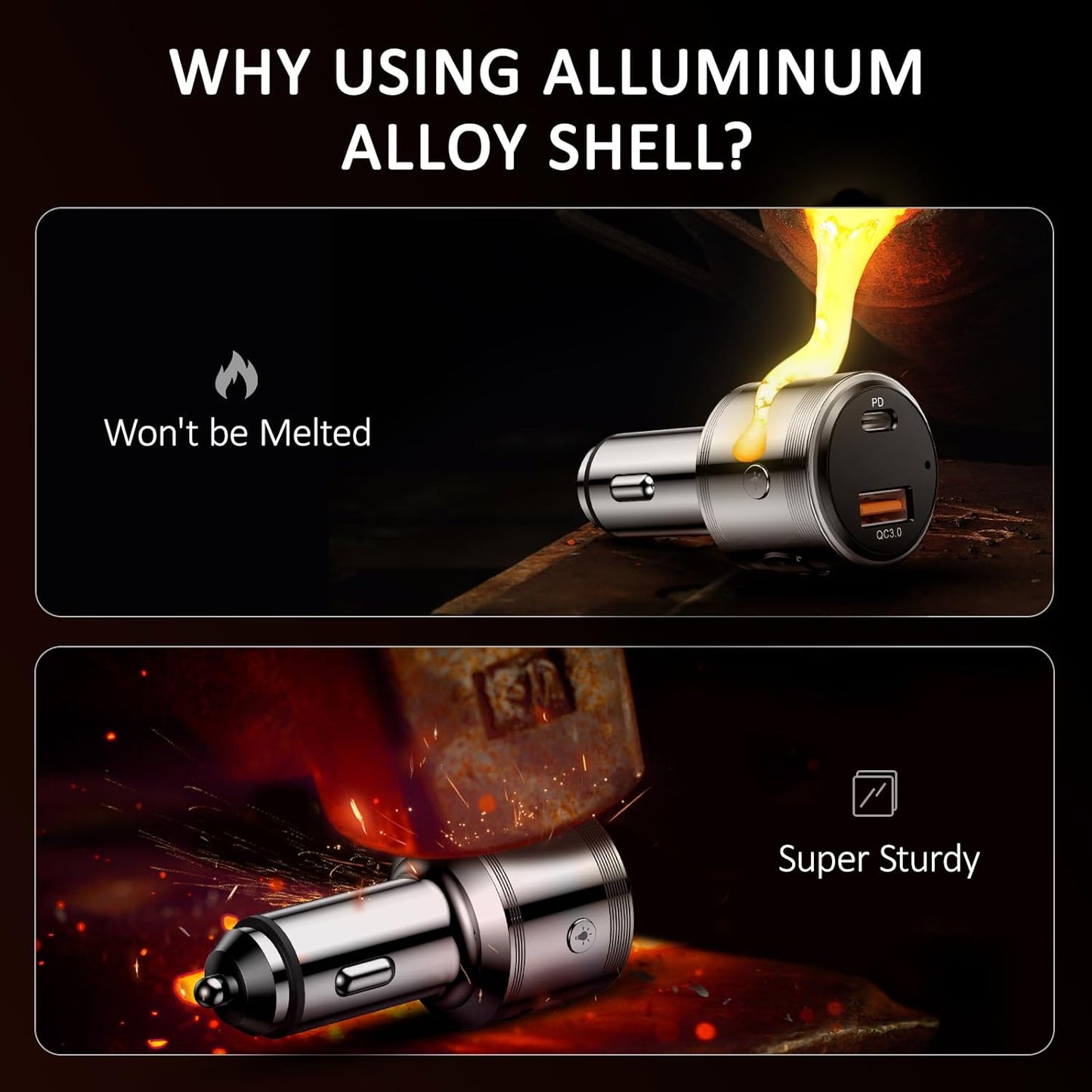 Bluetooth Transmitter for Car, LENCENT Full Metal Bluetooth 5.3 Car Adapter Dual USB Fast Charging 48W(PD 30W & QC3.0 18W), Wireless FM Radio Transmitter with Hi-Fi Music, Hands-Free Calling