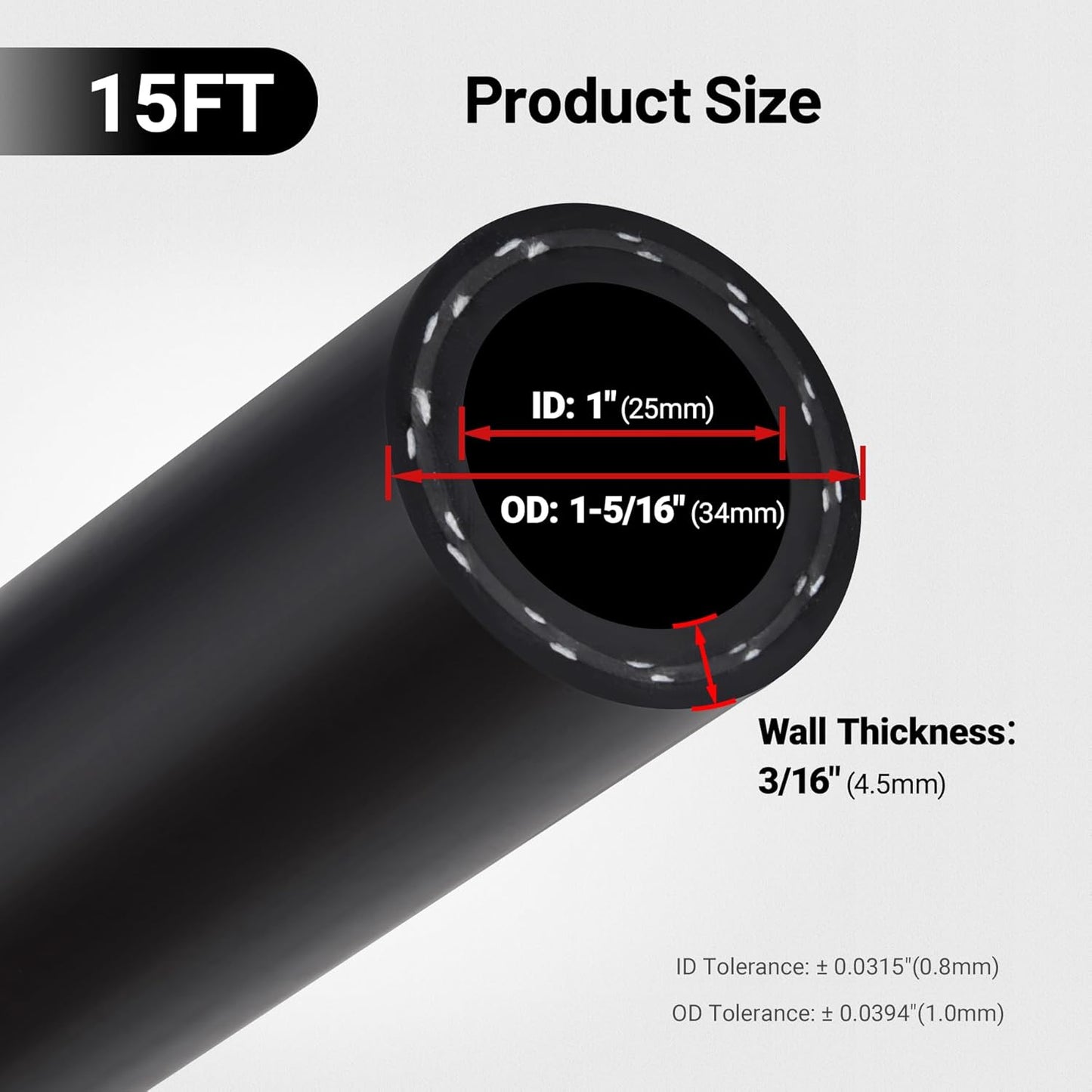 EVIL ENERGY 1" Heater Hose Coolant Radiator Straight 60PSI SAE 20R3 15FT Black