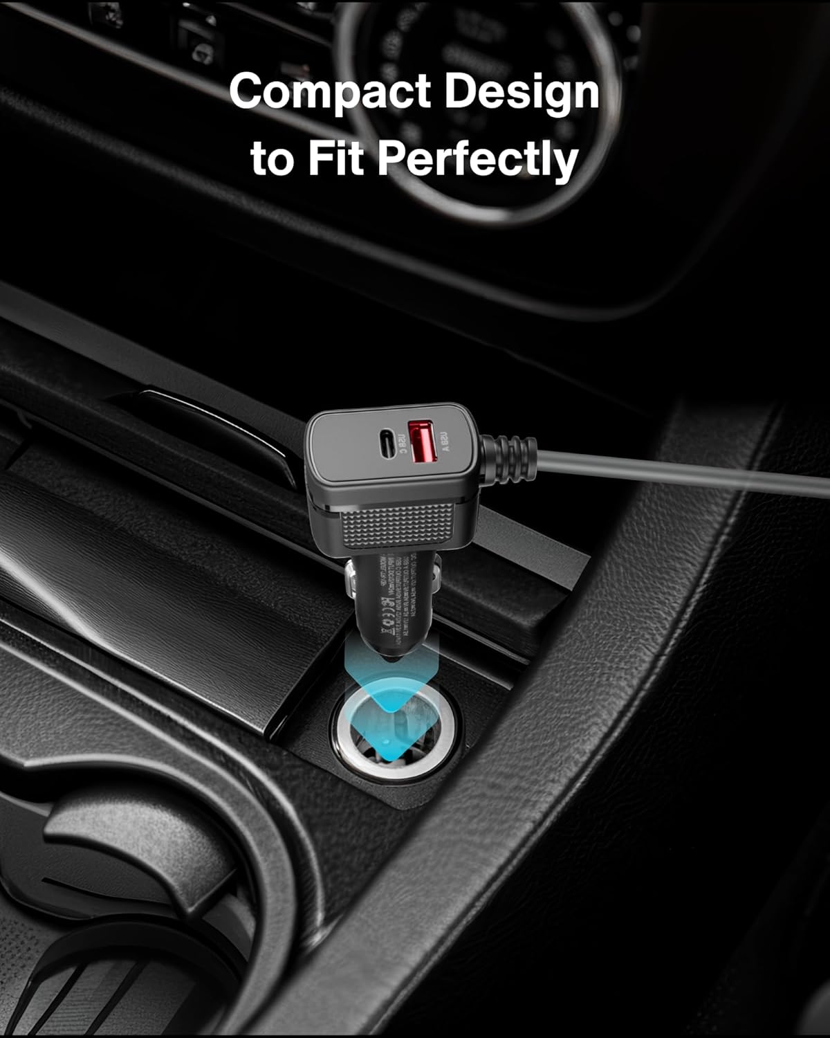 Car Charger Cable for Starlink Mini 6.5FT with Display - 12-24V Cigarette Lighter to DC Power Cable, 60W DC + 33W Dual USB-C/USB-A Adapter for Trucks, RVs & Boats, 18AWG Cord with Voltage Monitoring