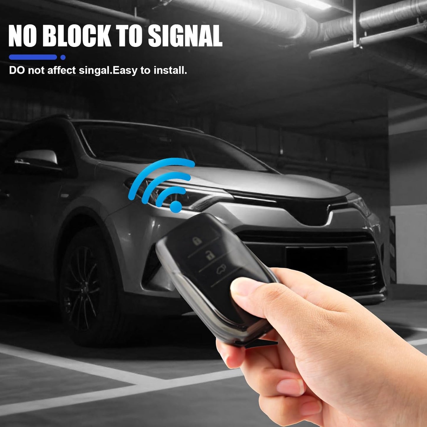 OLLEN Clear TPU Key Fob Cover, Fit for Toyota Camry 2025 2026, for Land Cruiser 2019-2026~, Compatible with Tundra 2022-2026~ etc, Car Key Protector, Grey, 2 Pcs