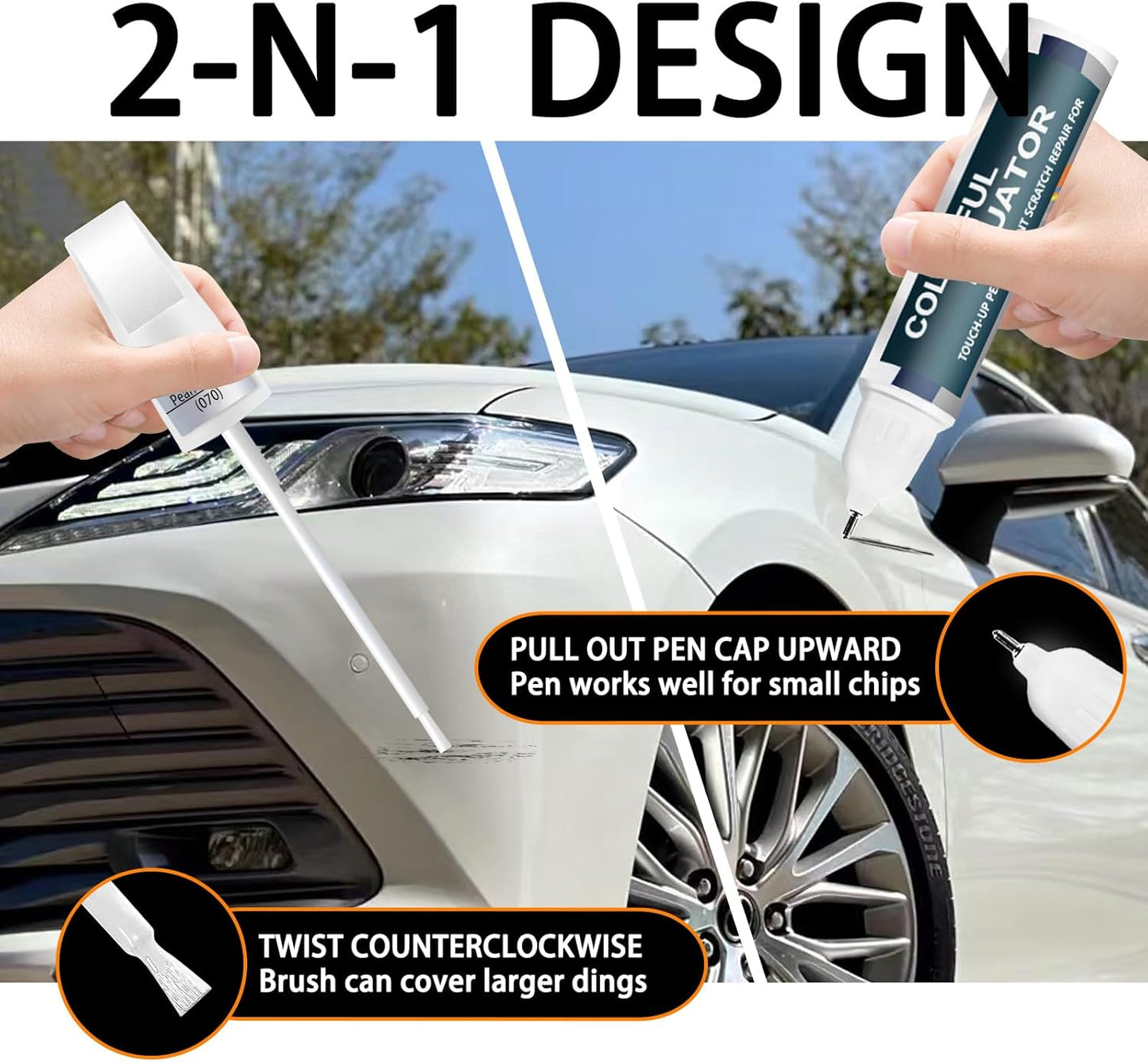 070 Blizzard Pearl Tricoat Touch Up Paint for Toyota, Car Paint Pen Scratch Repair Two-In-One Touch Up Paint, Premium Car Scratch Remover for Deep Scratches