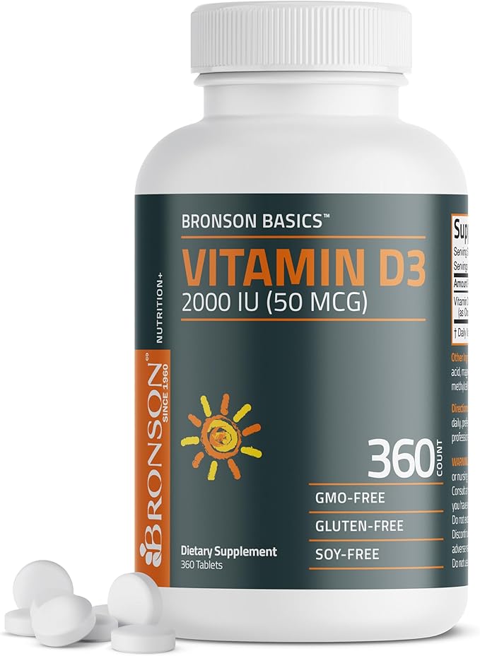 Bronson Vitamin D3 2000 IU (50mcg) Non-GMO, 360 Tablets