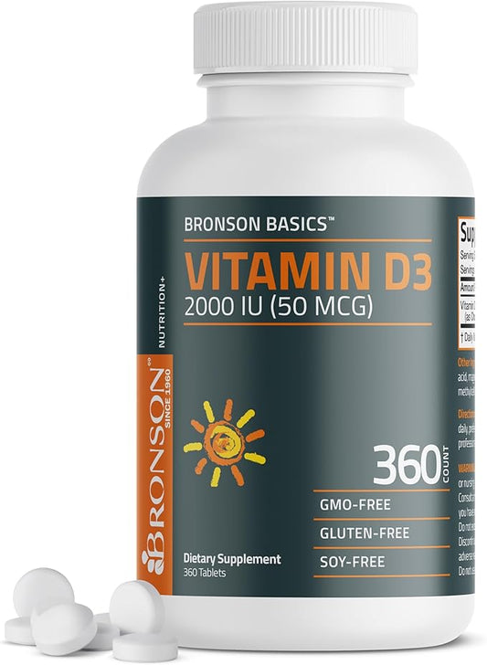 Bronson Vitamin D3 2000 IU (50mcg) Non-GMO, 360 Tablets