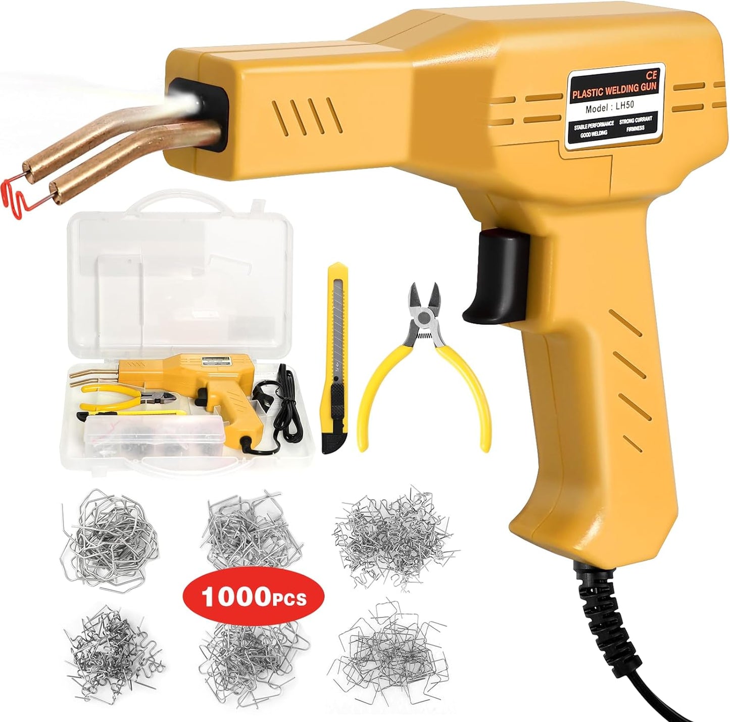 ATOLS Plastic Welder, 1000PCS Staples, Plastic Welding Kit, Hot Stapler Kit, Plastic Welder Gun Kit, Car Bumper Repair Kit, Plastic Repair Kit
