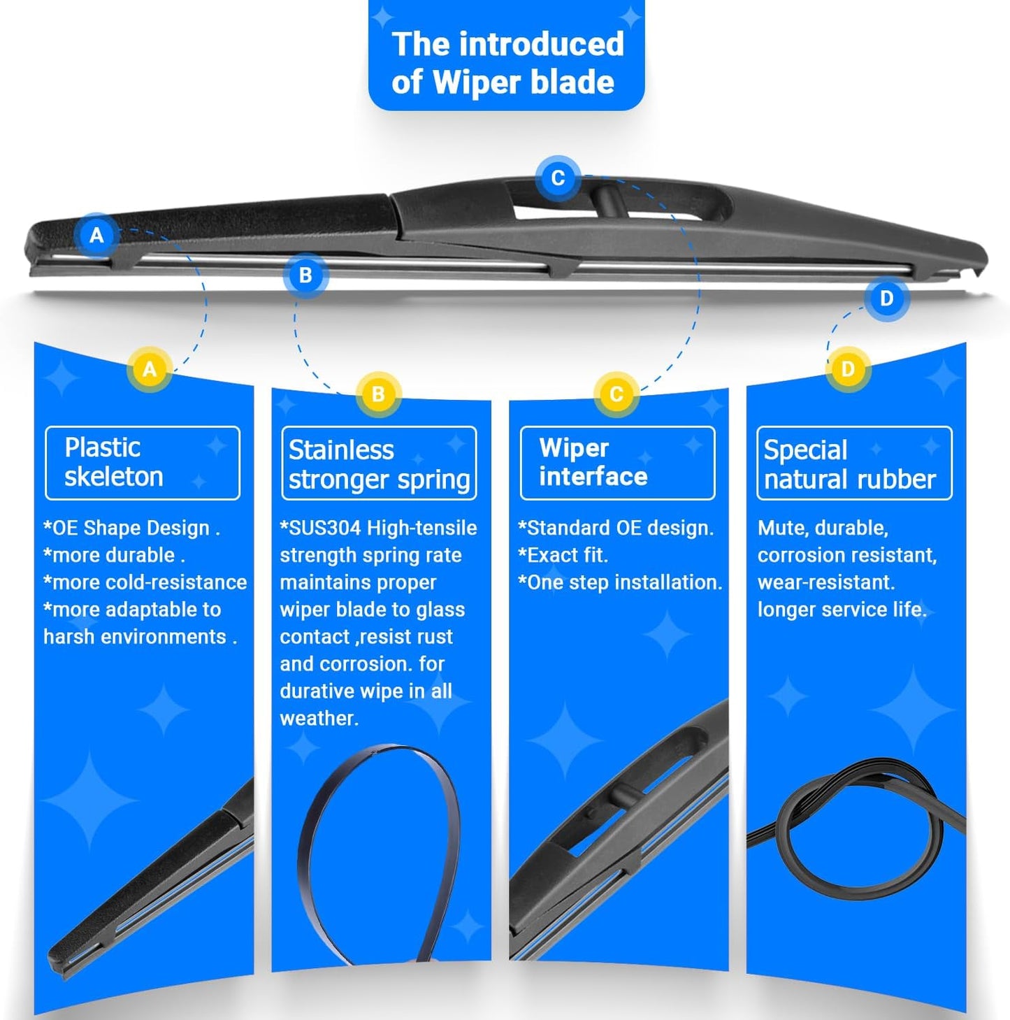 Windshield Wiper Blades Replacement for Nissan LEAF 2011 2012 2013 2014 2015 2016 2017 Original Factory Quality Front Rear Wipers Blade Set for My Car - 26" 16" 10" (Pack of 3)