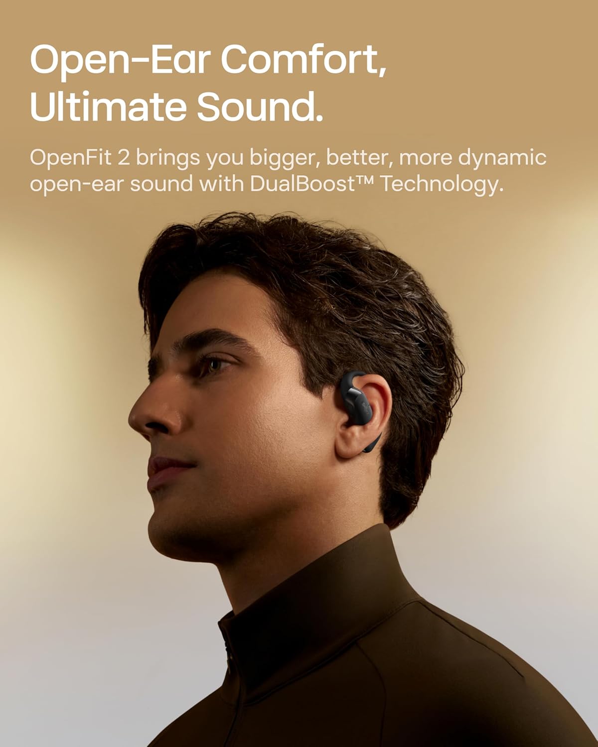 SHOKZ New OpenFit 2 Open-Ear Headphones, True Wireless Bluetooth Earphones with Microphone, Earhook Earbuds with 48 Hours of Playtime, Fast Charging, IP55 Water-Resistant, with Carrying Bag, Black