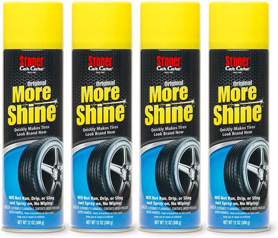 Stoner Car Care 91044-4PK Original More Shine Tire Finish for Tire and Wheel Care Creates a Long-Lasting, Rain-Resistant Tire Shine, Makes Faded Tires Look New, Non-Greasy Formula, 12 Oz, Pack of 4