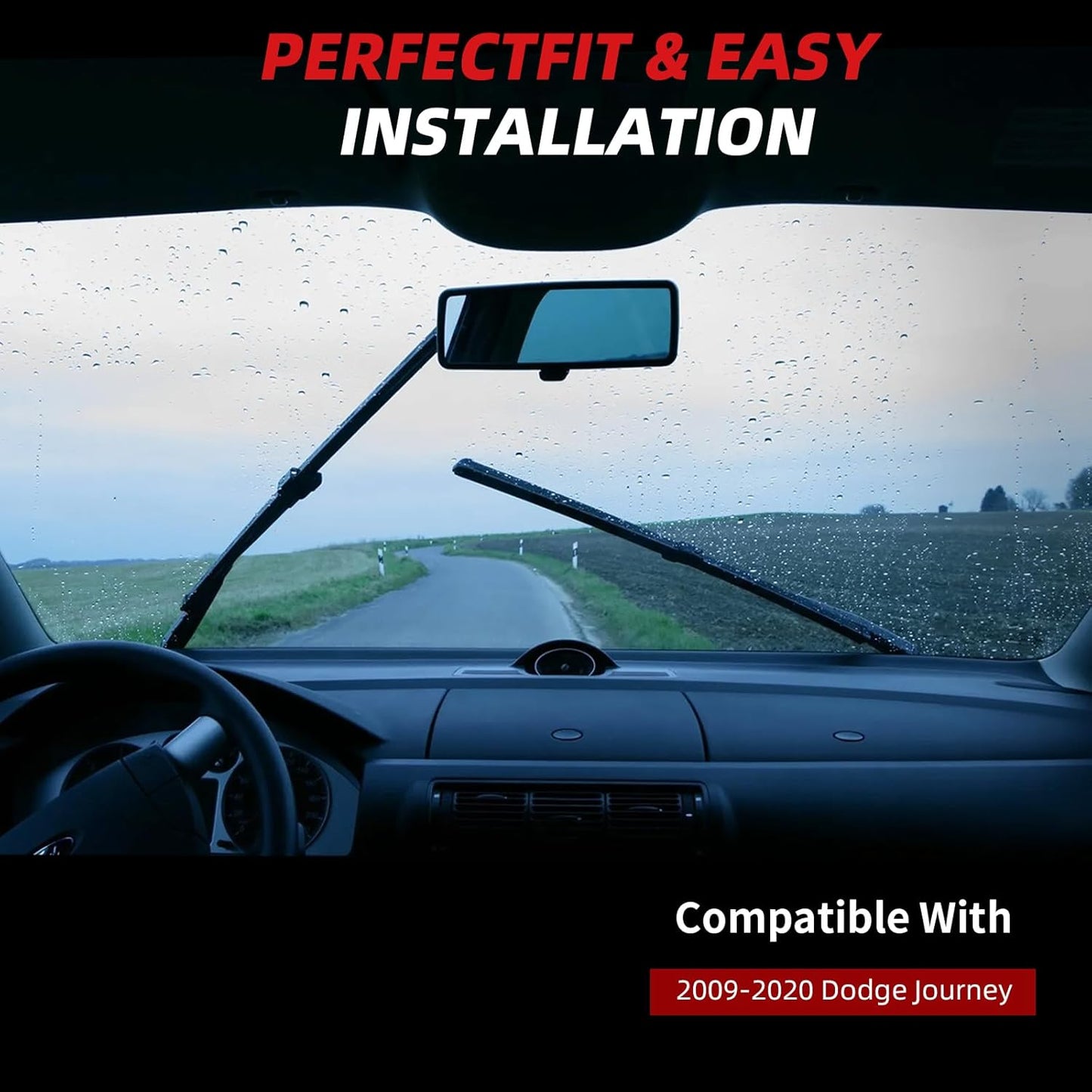 OTUAYAUTO Premium Windshield Wiper Blades - Replacement for Dodge Journey 2009-2020 - Precision Fit, All-Weather Performance, Front and Rear Wiper Blades, J/U Hook - 24"+19"+12" (Pack of 3)