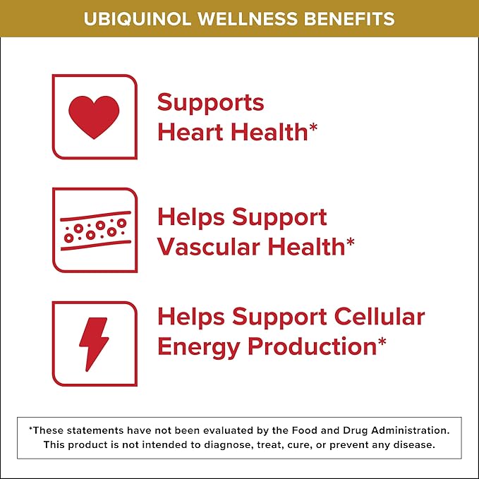 Qunol Ubiquinol CoQ10 200mg Softgels, Powerful Antioxidant for Heart and Vascular Health, Essential for Energy Production, Natural Supplement Active Form of CoQ10, 60ct Softgels