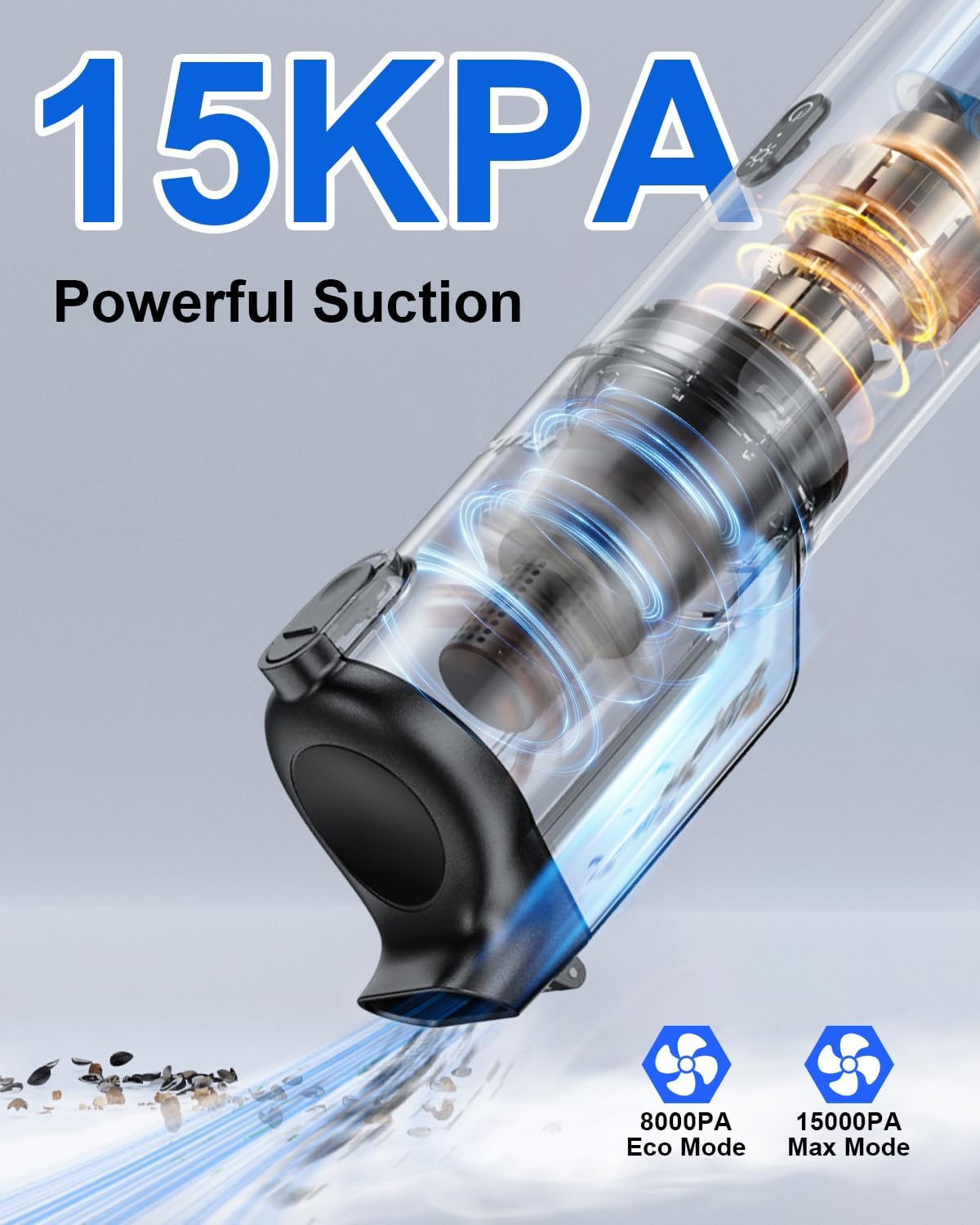 RUBOT Handheld Vacuum Cordless, Portable Car Vacuum with 2-Speed, 15KPA Powerful Suction Vacuum Cleaner, Lightweight 4-in-1 Hand Held Vacuum for Car Home Office and Pet Hair