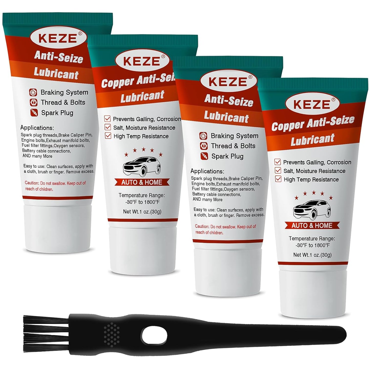 Keze High Temp Copper Anti Seize Compound for Car Spark Plug Bolts Thread Lubricant Grease 1 oz-4 Pack