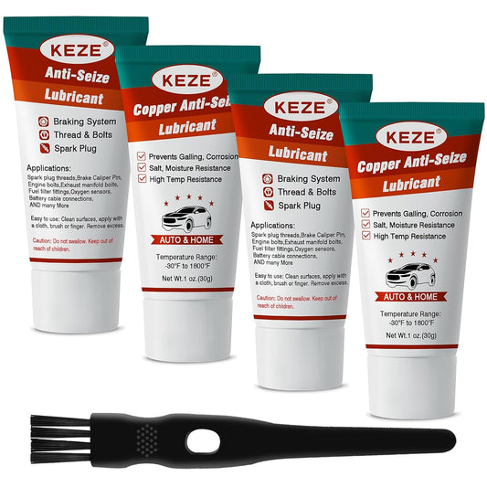 Keze High Temp Copper Anti Seize Compound for Car Spark Plug Bolts Thread Lubricant Grease 1 oz-4 Pack