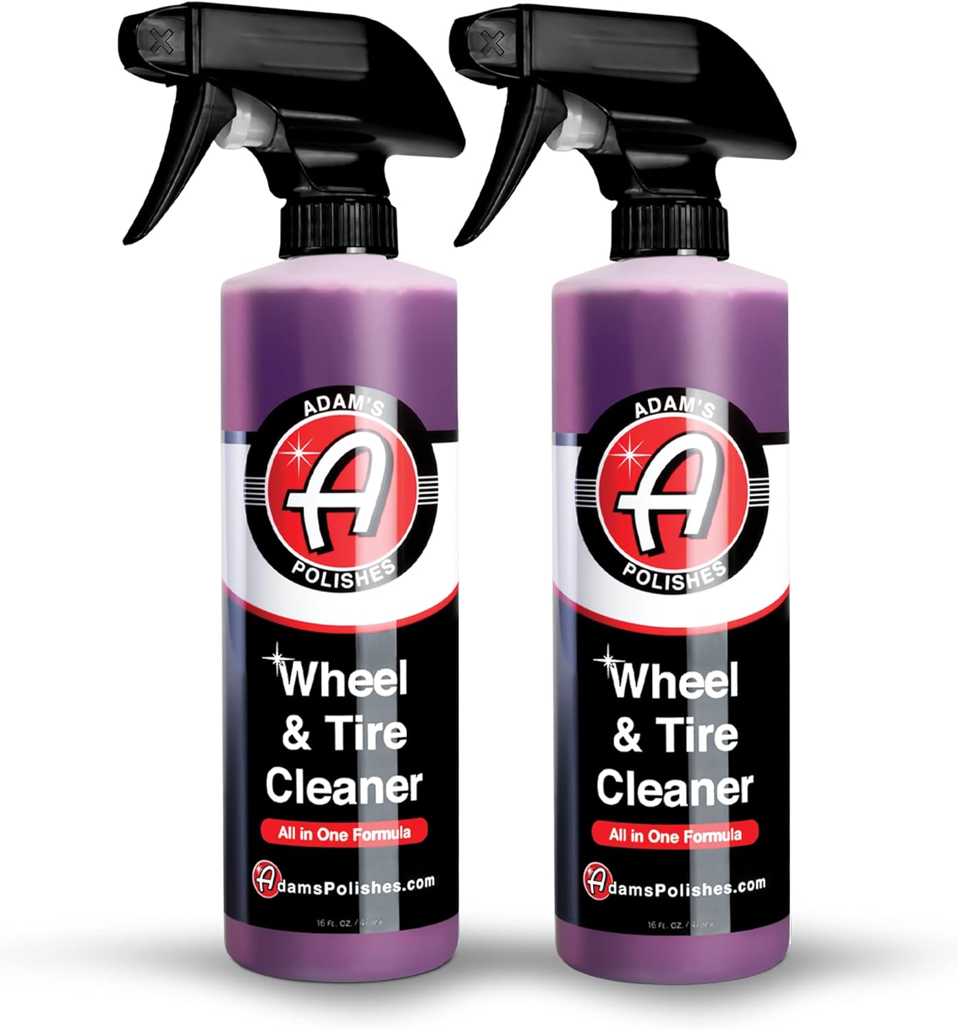 Adam's Wheel & Tire Cleaner (16oz, 2-Pack) - Professional All in One Tire & Wheel Cleaner Car Wash Well Cleaning Spray for Car Detailing, Safe On Most Rim Finishes