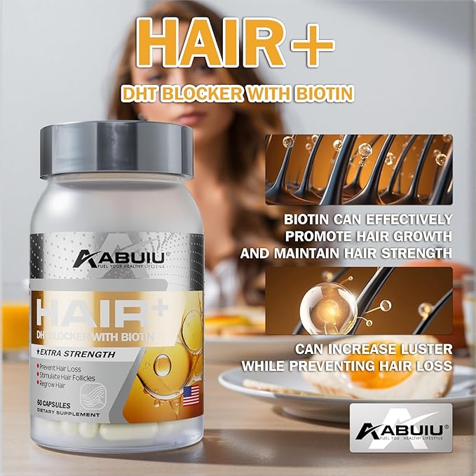 Biotin for Hair Growth Women Men - Biotin Supplement 5000 mcg, with Vitamin C E B12 B6 A Support Strong Nails Skincare Hair Health - USA Made - 120 Capsules / 2 Packs