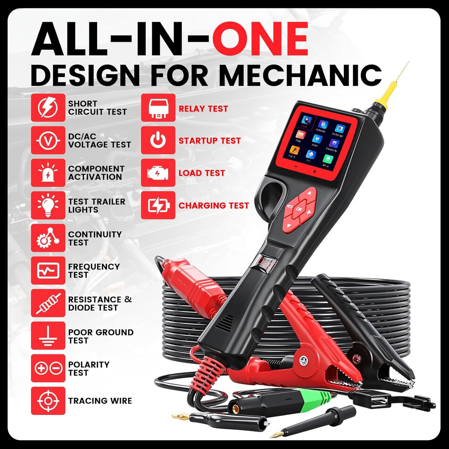 P200 Power Circuit Probe Kit - Automotive Circuit Tester with 2024 Online Update, 9~30V Voltage Range, Multimeter, Relay Test, Fuel Injector Tester, Activating Component, Oscilloscope Mode