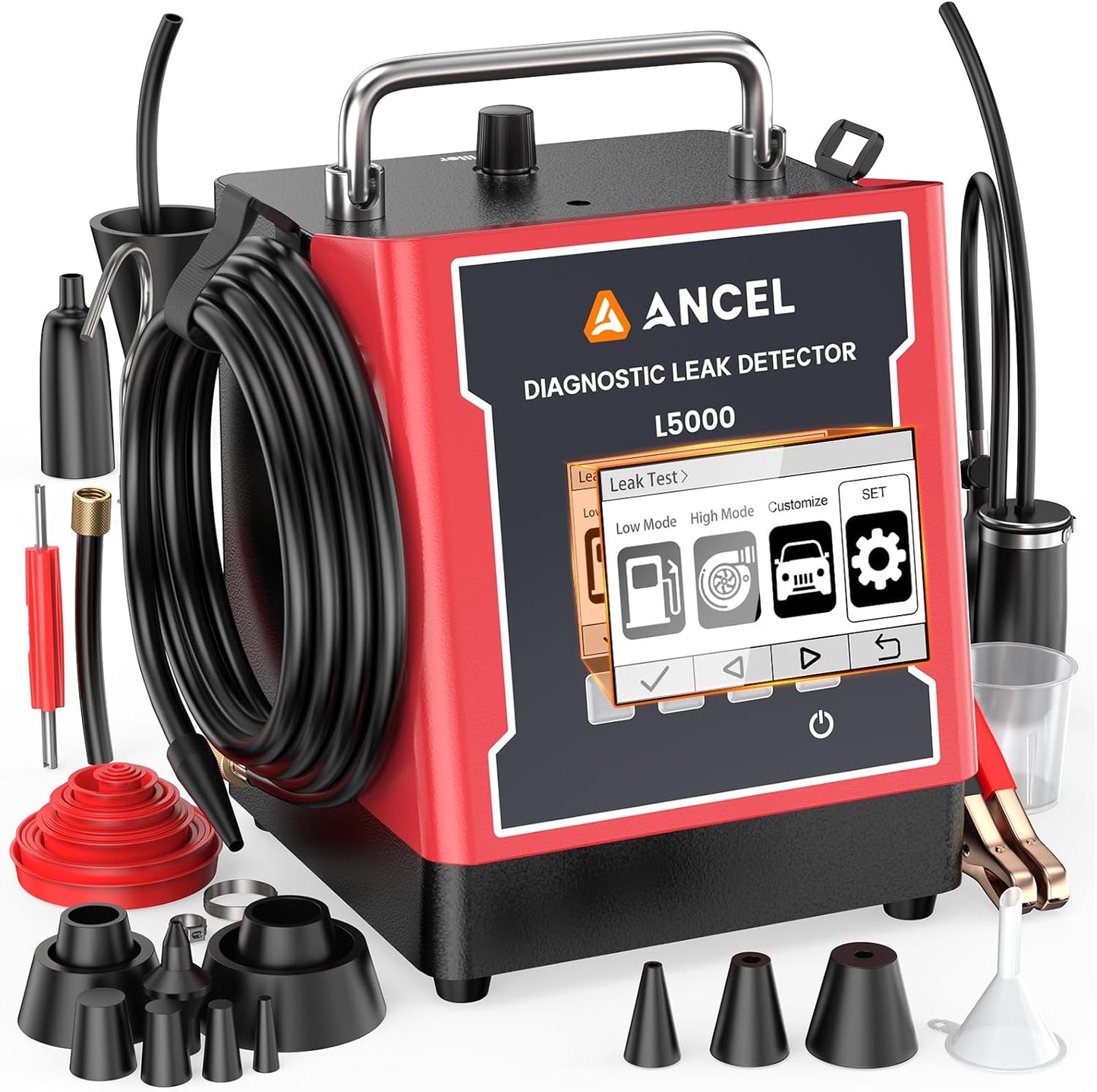 ANCEL L5000 Automotive Smoke Machine Leak Detector with Built-in Air Pump, Low/High Pressure Modes for EVAP Turbo & More, High-Precision LCD Screen, Adjustable Pressure Detects Micro to Major Leaks