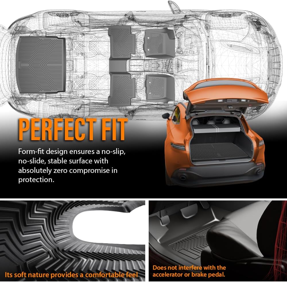 G-PLUS Floor Mats & Cargo Liners 4PCS,Compatible with Honda CRV 2023 2024 2025(Include Hybird), TPE All Weather 1st & 2nd Row Floor Mats and Car Trunk Mat (Upper Position) Black