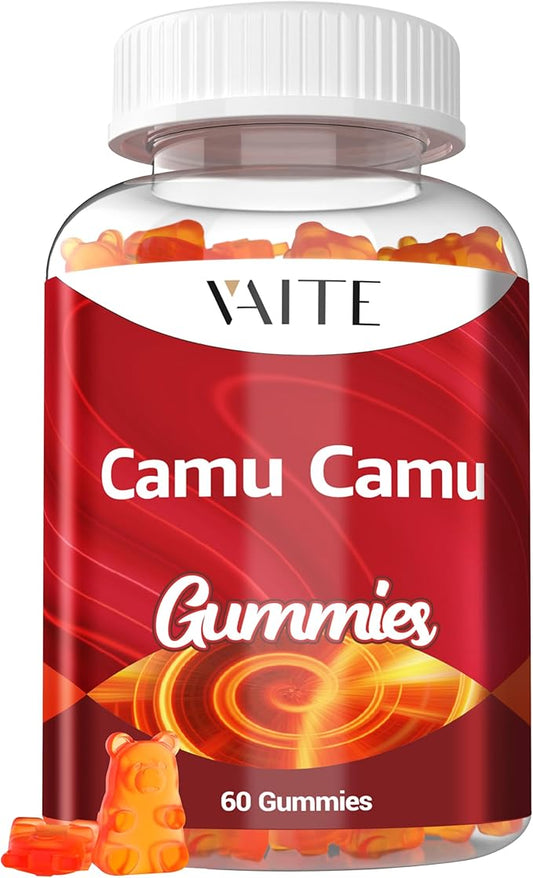 Camu Camu Vitamin C Gummies for Skin and Hair – Antioxidant-Rich, Vegan, Gluten-Free Supplement for Immune Support, Energy Boost, and Collagen – 60 Chewables for Active Men and Women