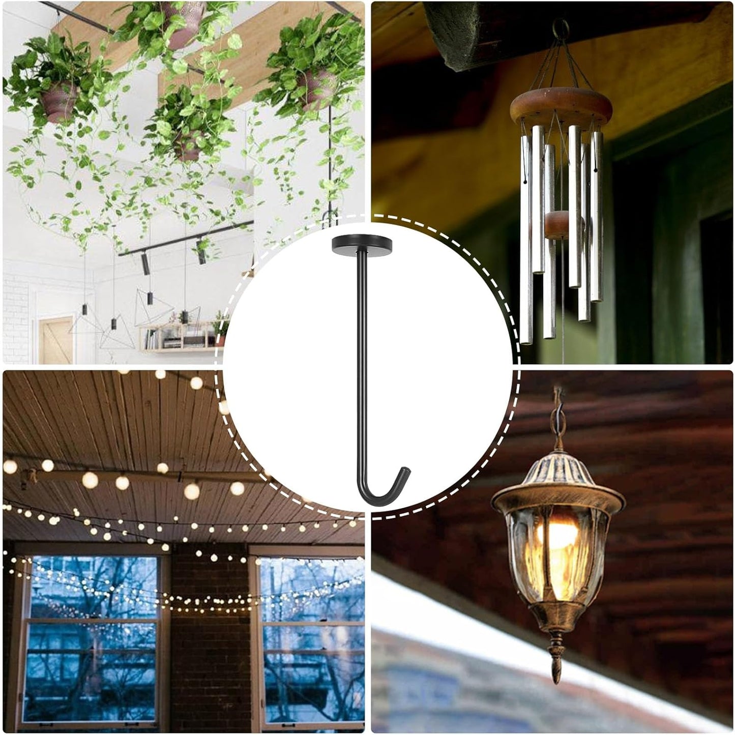 NearMoon Coat Hooks, Wall Hooks for Hanging Hat Hurse Robe, 304 Stainless Steel Heavy Duty Towel Hangers for Bathroom Livingroom Kitchen-Ceiling Hook, 6 Pack (8 Inch, Matte Black)