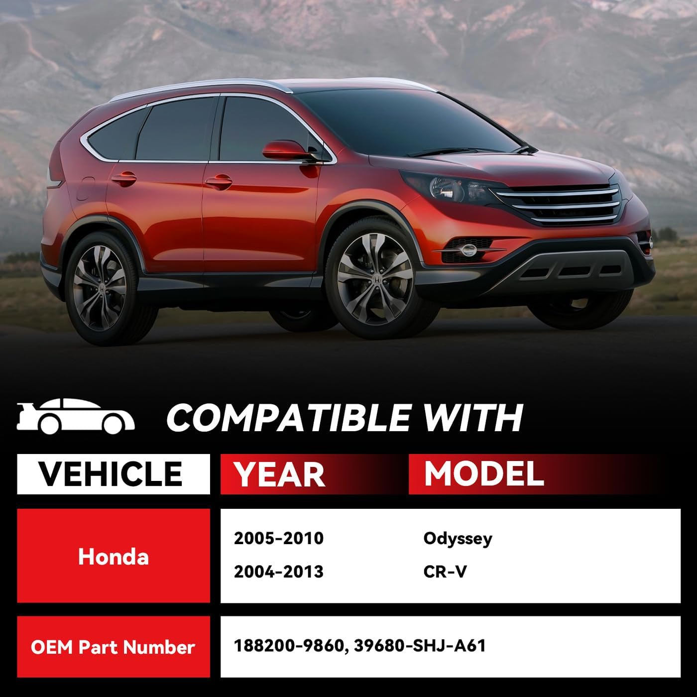 2pcs PDC Bumper Parking Aid Assist Sensor Backup Reverse Radar Replacement Kit - Compatible with Honda 2005-2010 Odyssey 2004-2013 CR-V CRV - 188200-9860 39680-SHJ-A61