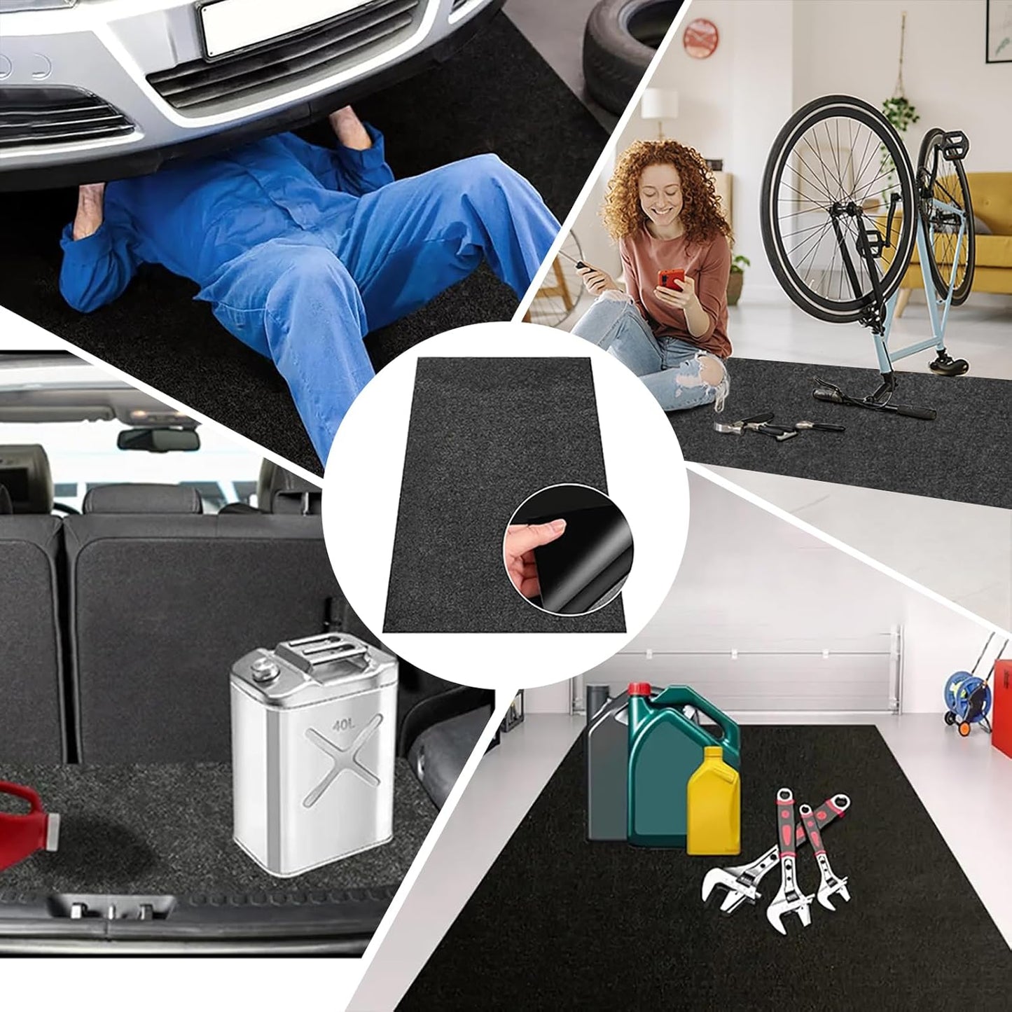 GlowShade Oil Spill Mat, 36 X 60 Inch Garage Floor Mat Under Car, Absorbent Oil Pads Drip Leak Mat with Weather Backing, Reusable, Washable, Non Slip, Protects Floor (1)