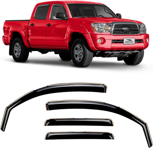 Voron Glass in-Channel Extra Durable Rain Guards for Trucks Toyota Tacoma 2005-2015 Double Cab, Window Deflectors, Vent Window Visors, 4 Pieces - 200841