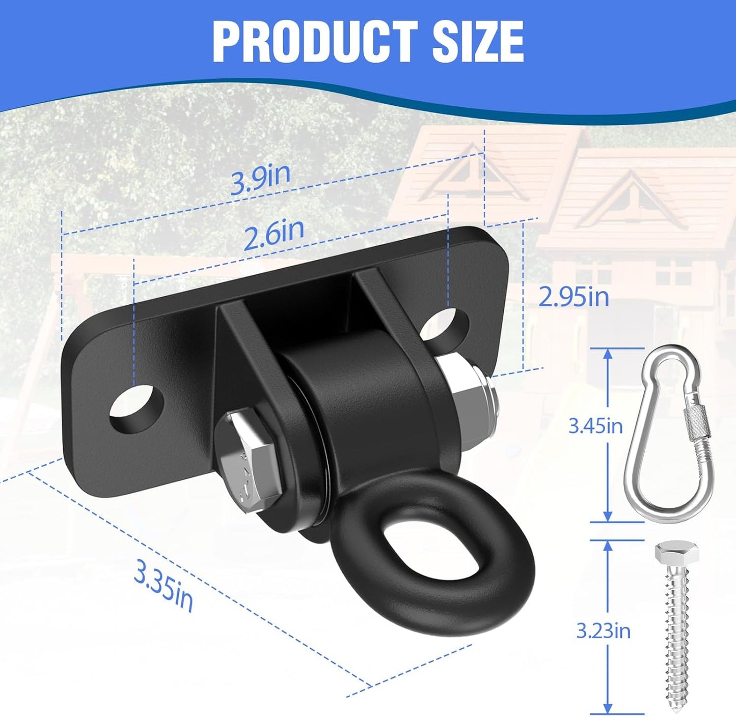 BETOOLL Swing Hangers with Bearing, Heavy Duty Porch Swing Hanging Kit for Outdoor Playground Tree Indoor Ceiling Mount Hardware Brackets Hooks for Yoga Hammock Punching Bag Accessories 2PCS Black