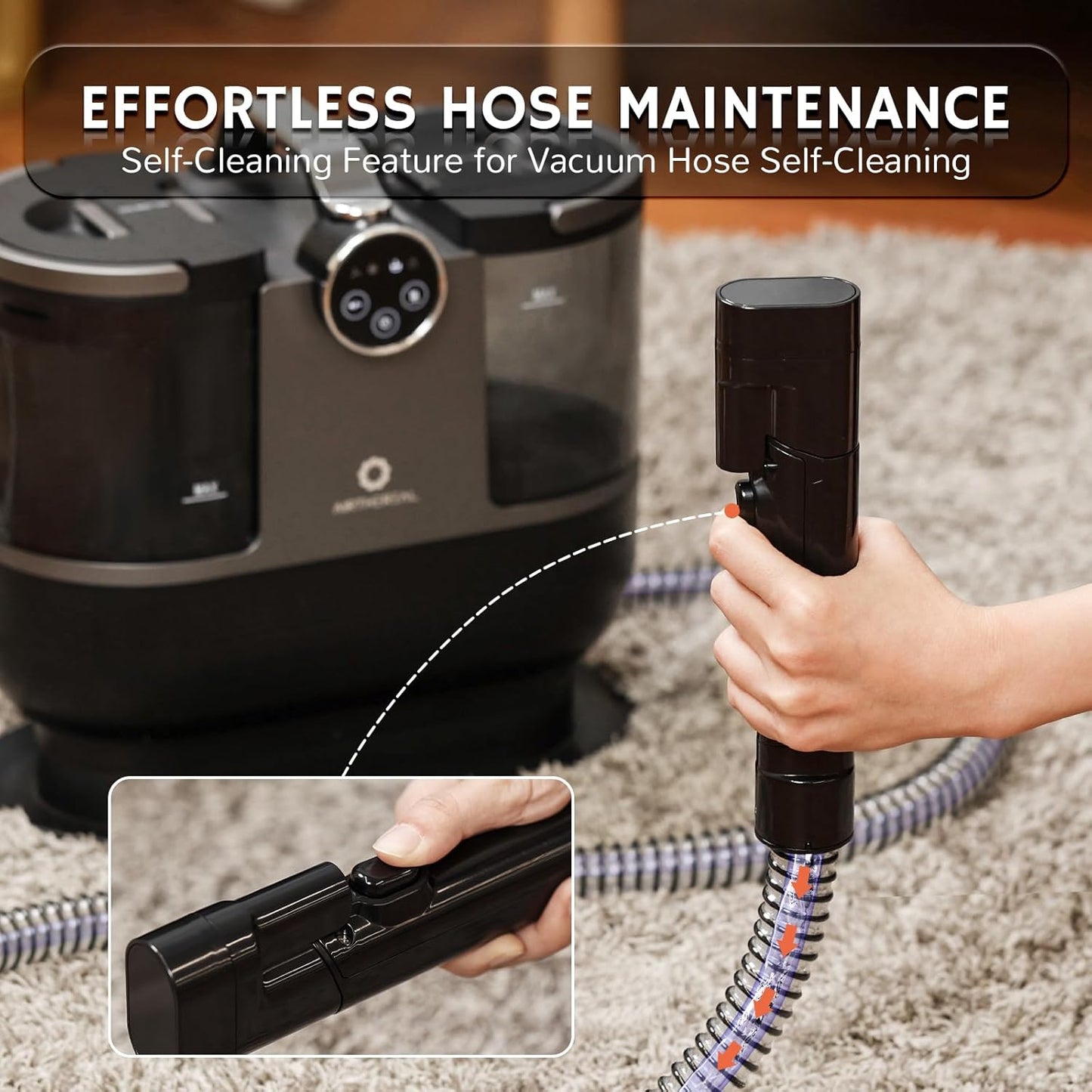 Airthereal S1 Carpet Cleaner Machine, Instant Heating Portable Upholstery Spot Cleaner, Shampooer Machine with Self-Cleaning, 14 Kpa Stain Remover Deep Cleaner for Pets, Stairs, Car Seat and Couch