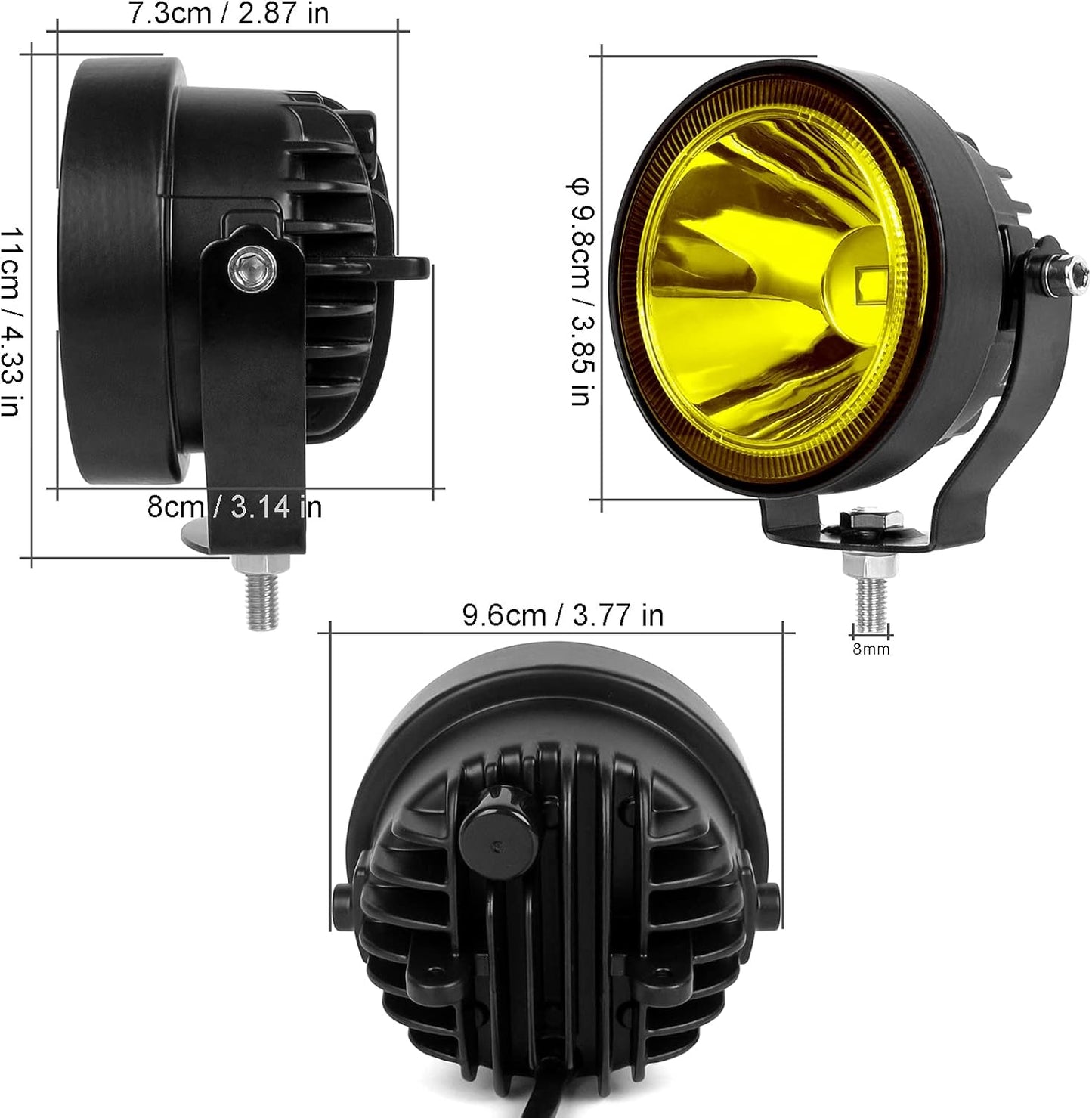Led Pod Lights Spot Fog Lights Amber/Yellow 2Pcs 60W 4 Inch Work Auxiliary Lights Ditch Lights Fit for Motorcycle Truck Car SUV ATV Boat pickups Tractor 12V 24V Led Driving OffRoad Lights