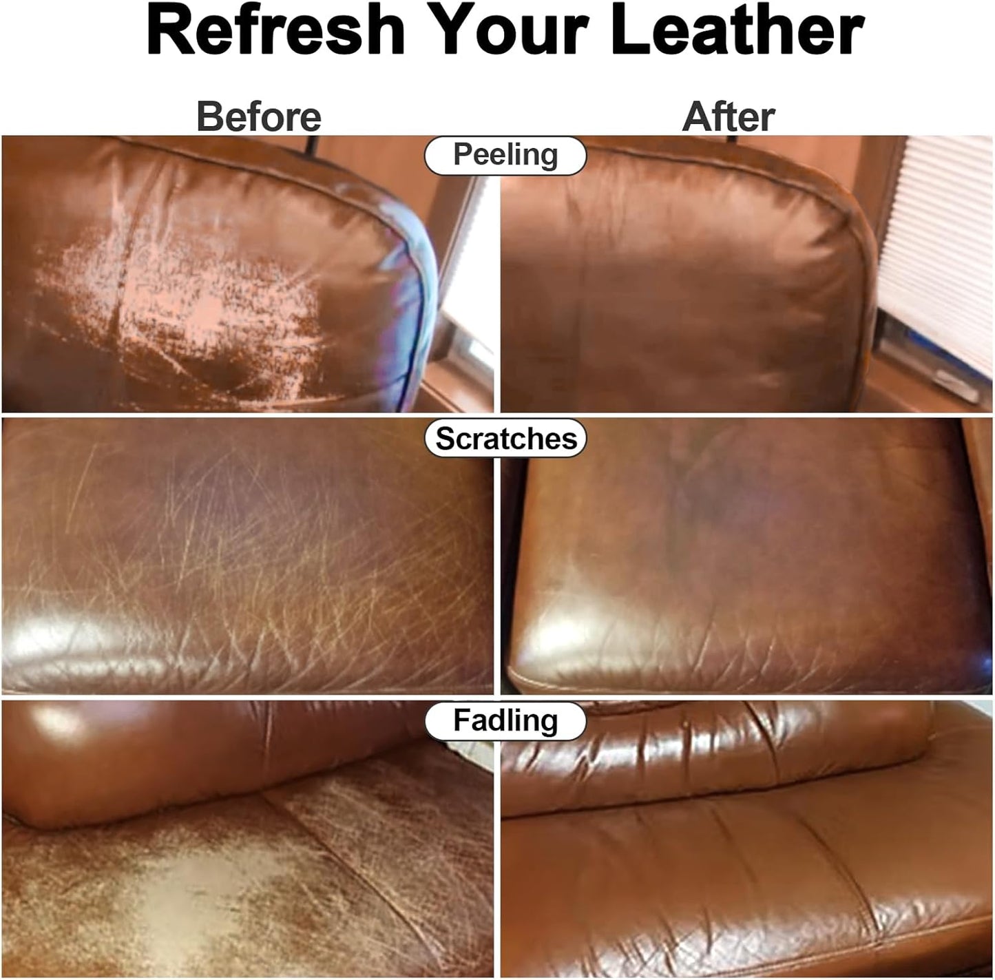 Leather Recoloring Balm, Leather Color Restorer Conditioner, Leather Restorer for Couches Paint, Leather Scratch Remover, Scratch Leather Faded Repair Kits for Vinyl Furniture (Medium Brown, 200ML)