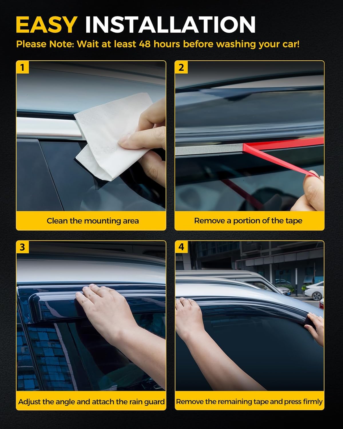 Rain Guards for Car Windows, Tape-On Window Visors Rain Guards Fit for 2018-2023 Traverse, Window Deflectors, Vent Visors for Chevy Car Accessories, 4 Pieces