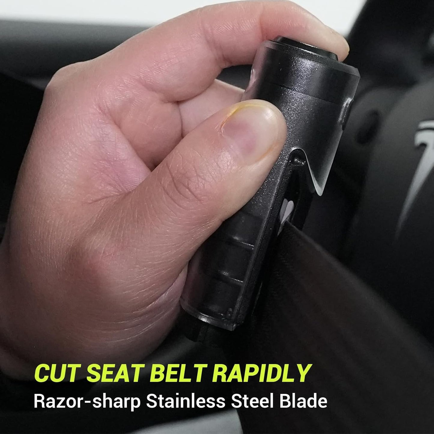 Window Breaker Seatbelt Cutter with Flashlight,2 in 1 Car Escape Tool Key Chain,Safe Hammer Glass Breaker Under Water,2 Pack Black